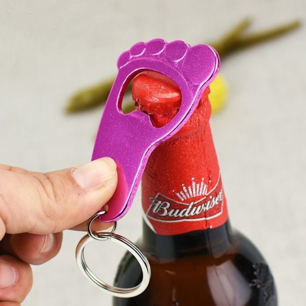 Aluminum Foot Shaped Bottle Opener Keychain