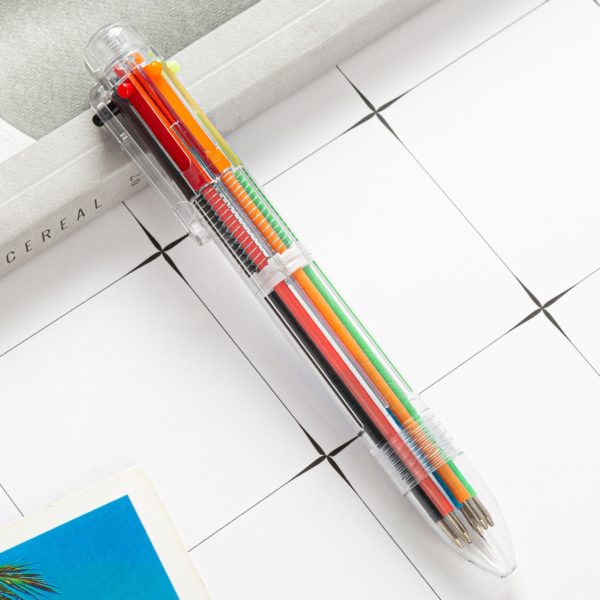 Plastic 6-in-1 Retractable Ballpoint Pens with Logo.