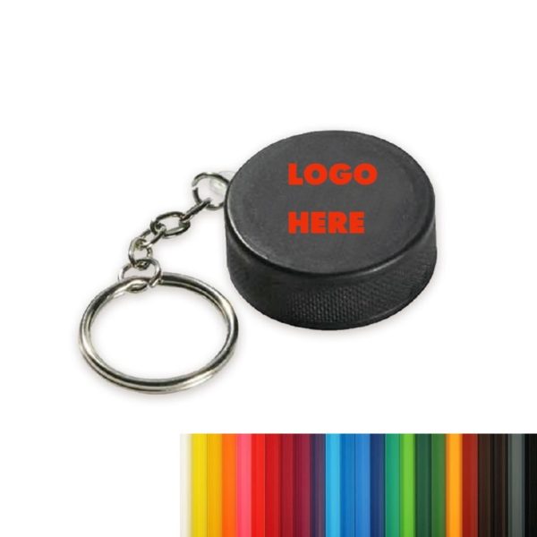 Hockey Puck Stress Reliever with Keychain