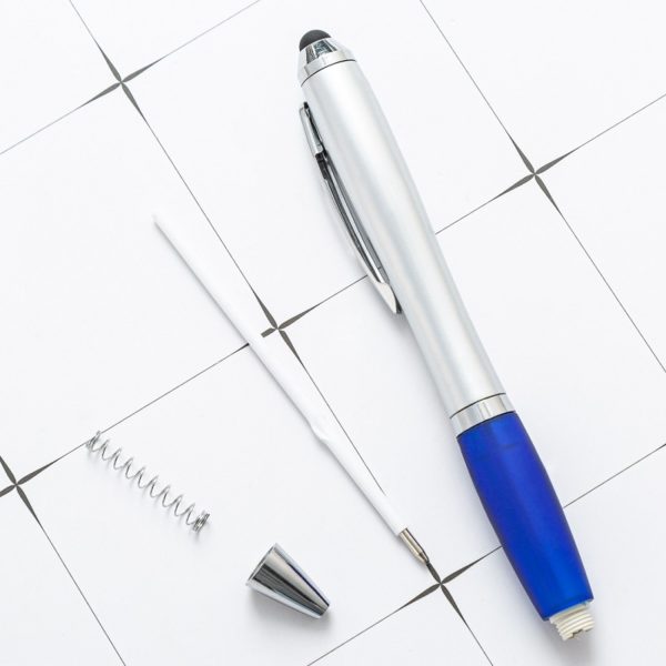 Promotional Ballpoint Pen With Rubber Grip And Stylus Top