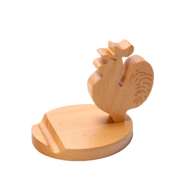 Wooden Rooster Shaped Phone Tablet Stand With Custom Logo