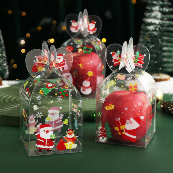 Custom Clear Plastic Christmas Eve Gift Apple Box