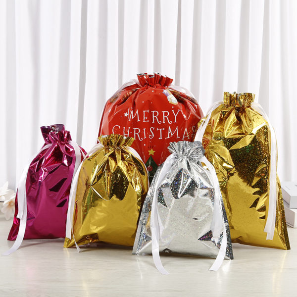 Custom Aluminum Foil Christmas Candy Bag Gift Pocket