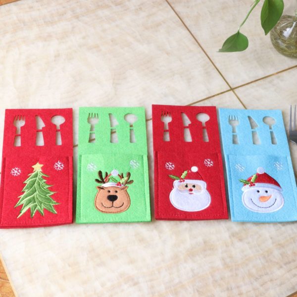 Custom Christmas Decorated Felt Bag for Knife Fork