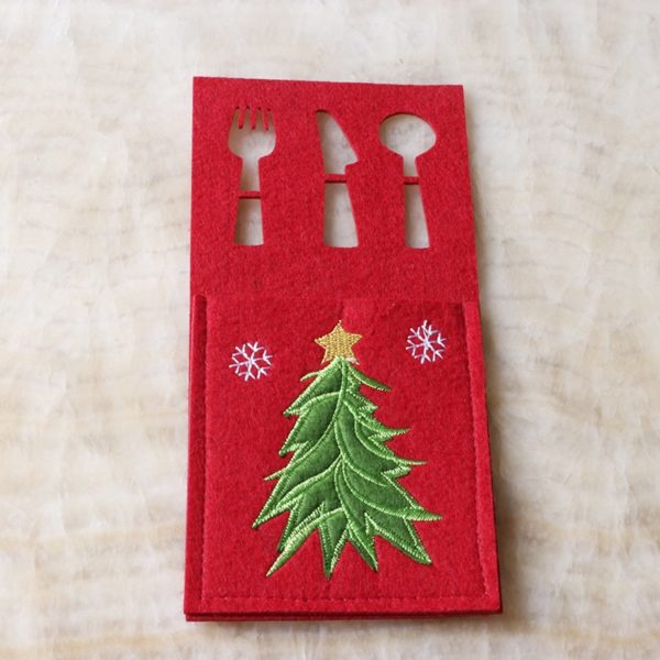 Custom Christmas Decorated Felt Bag for Knife Fork