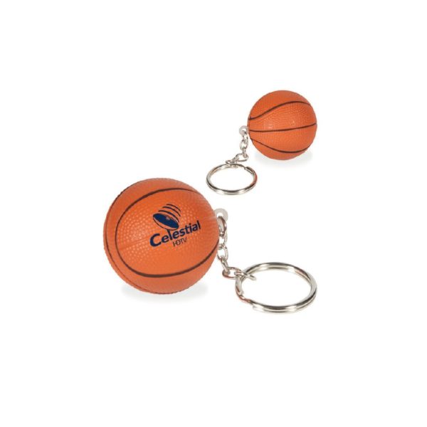 Basketball Key Ring PU Toy Stress Ball with Keyring