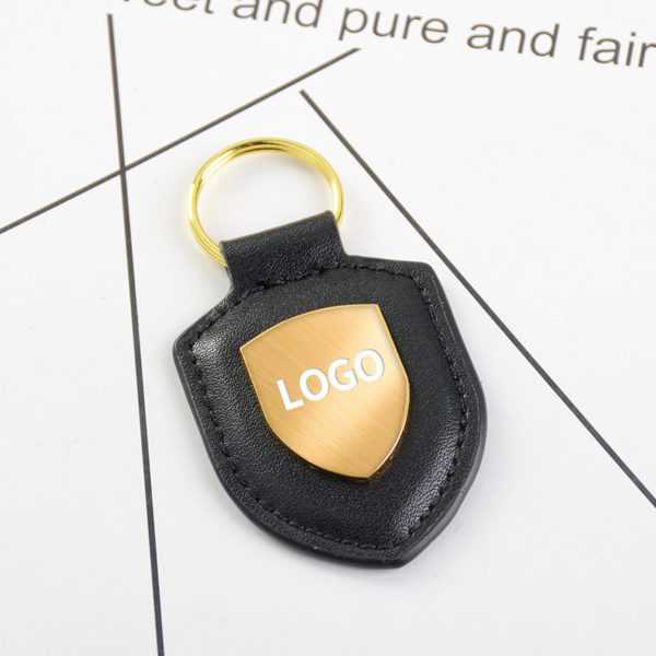 Shield-shaped Leather Keychain