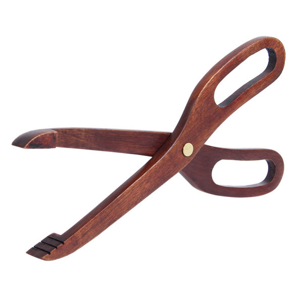 Simple Wooden Scissors Shaped Food Tongs