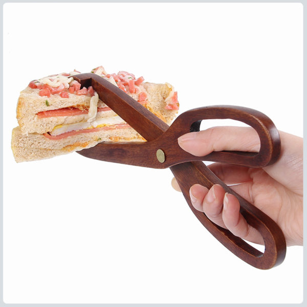 Simple Wooden Scissors Shaped Food Tongs