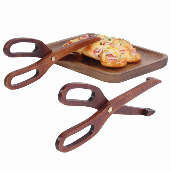 Simple Wooden Scissors Shaped Food Tongs