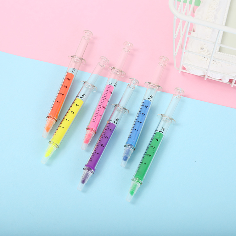 Syringe Shaped Clear Highlighter With Logo