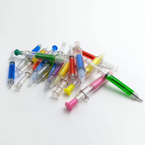 Multi-colored Syringe Shaped Pen With Logo