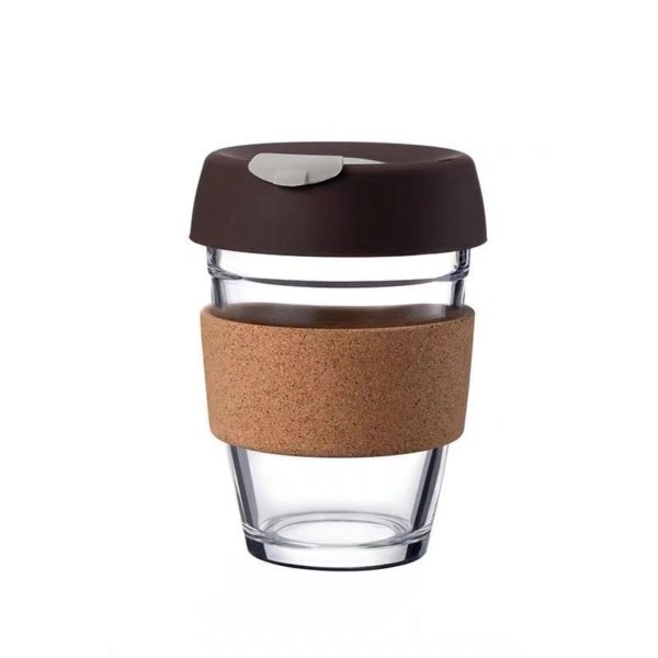 11oz Clear Coffee Mug With Cork Non-slip Loop