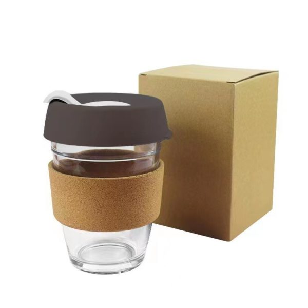 11oz Clear Coffee Mug With Cork Non-slip Loop