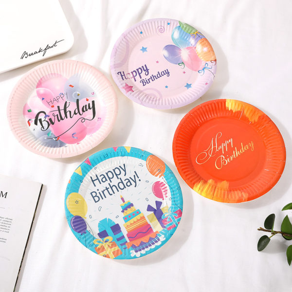 Full Color Imprint Birthday Paper Plate With Logo