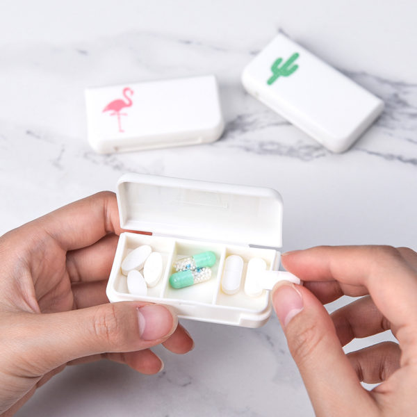 Portable White 3-Compartment Pill Box