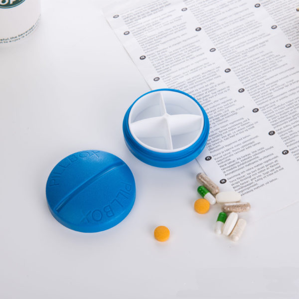 Multi Color Pill-shaped 4-Compartment Pill Box