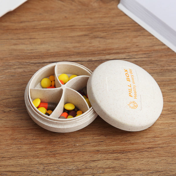 Portable Straw 5-Compartment Pill Box