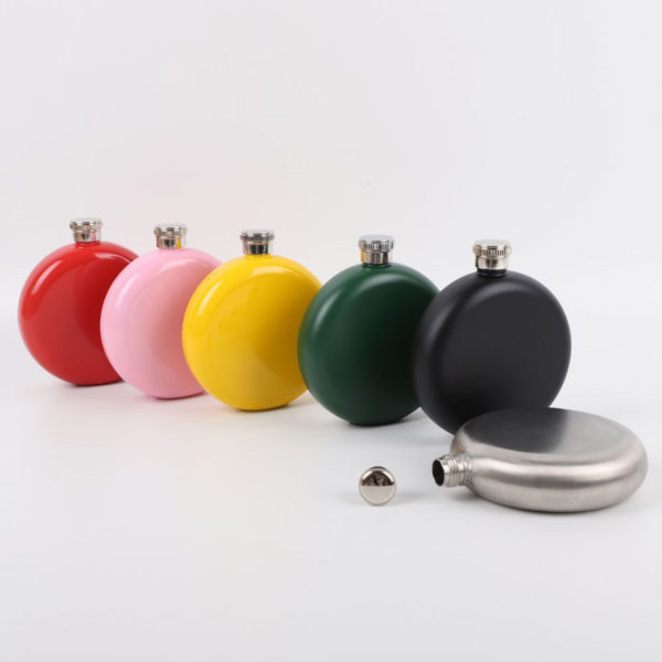 Circle Shaped Stainless Steel Hip Flask 6oz