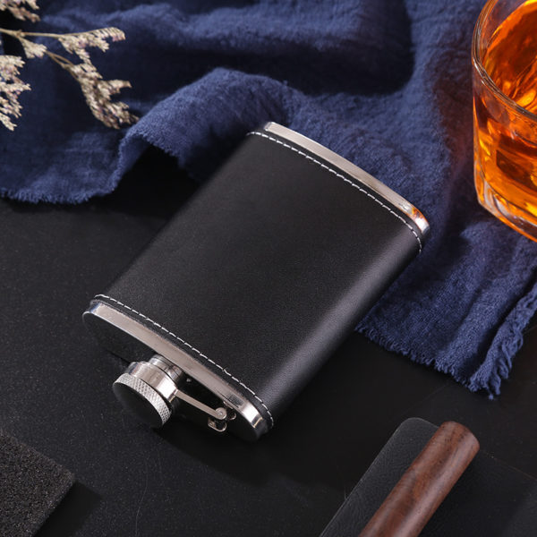 6oz Stainless Steel Hip Flask With PU Cover