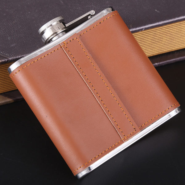 7oz Stainless Steel Hip Flask With PU Cover