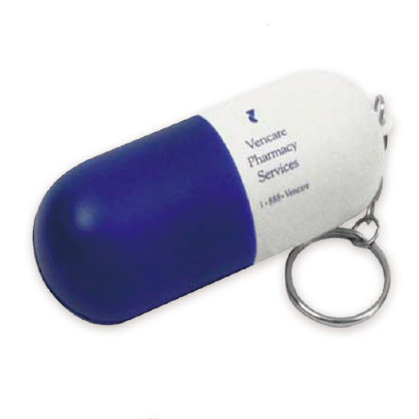 Capsule Shaped Stress Reliever With Keychain