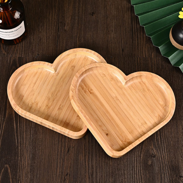 Sturdy Wooden Heart Shaped Fruit Food Tray Plate