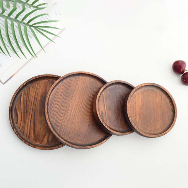 Durable Round Wooden Snack Wine Food Plate