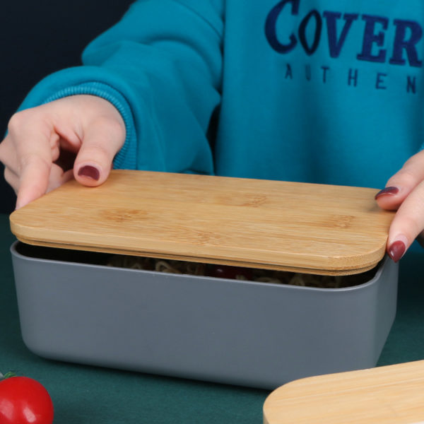 Wheat Straw Bento Lunch Container with Wood Cover