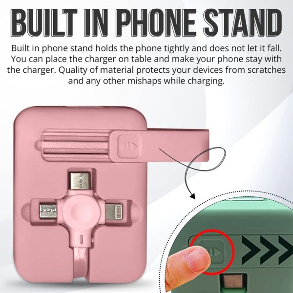 4 In 1 Retractable Charging Cable with Phone Stand