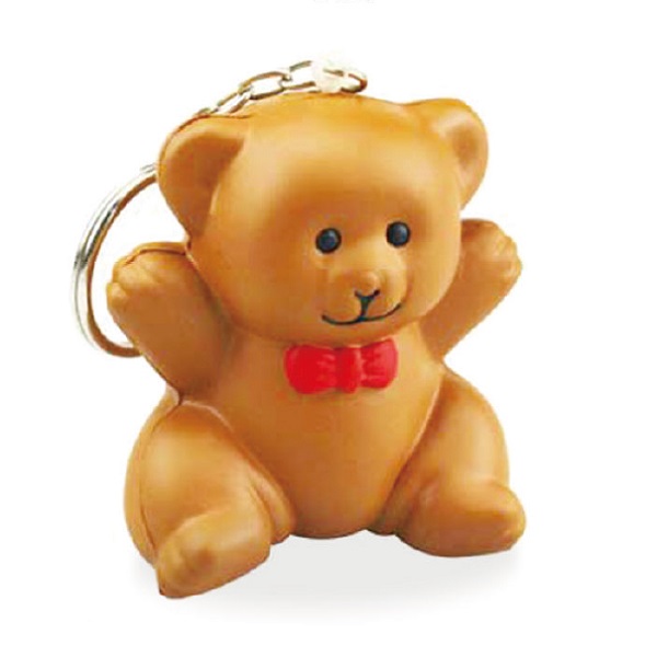 PU Teddy Bear Stress Ball With Keytag