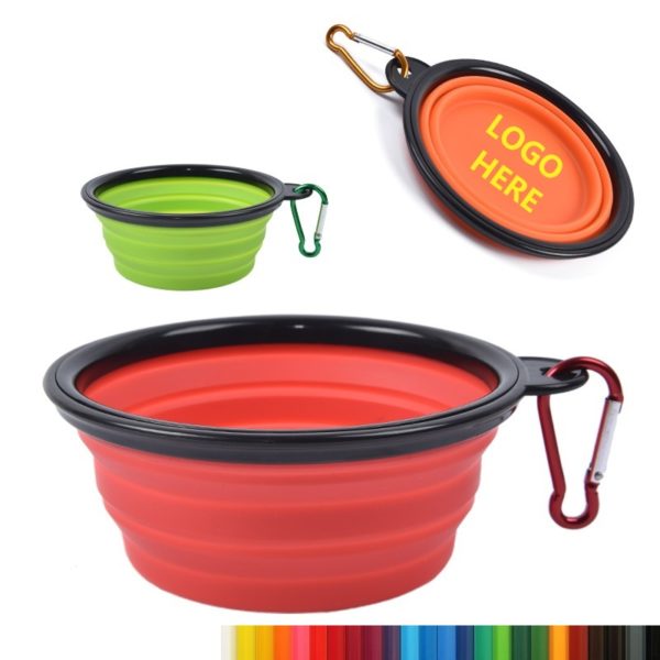 Portable Silicone Pet Bowl With Carabiner