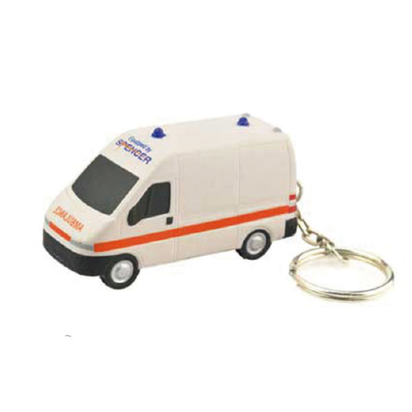 Ambulance Shaped Stress Reliever With Keychain