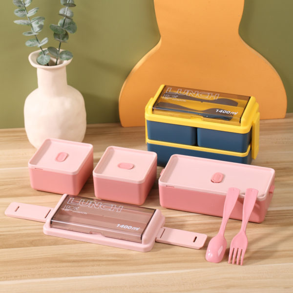 Double Compartment Lunch Box With Cutlery