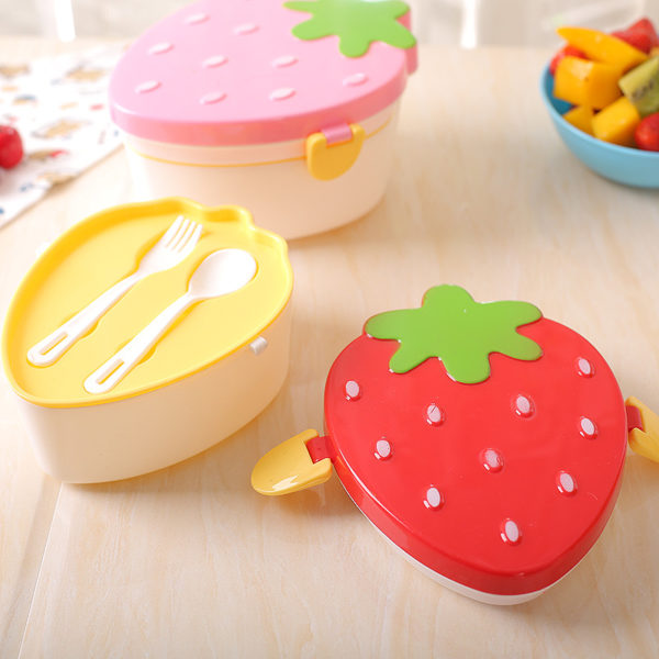 Strawberry Plastic Double Lunch Box