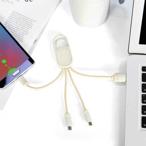 Wheat Straw Keychain 3-in-1 Charging Cable