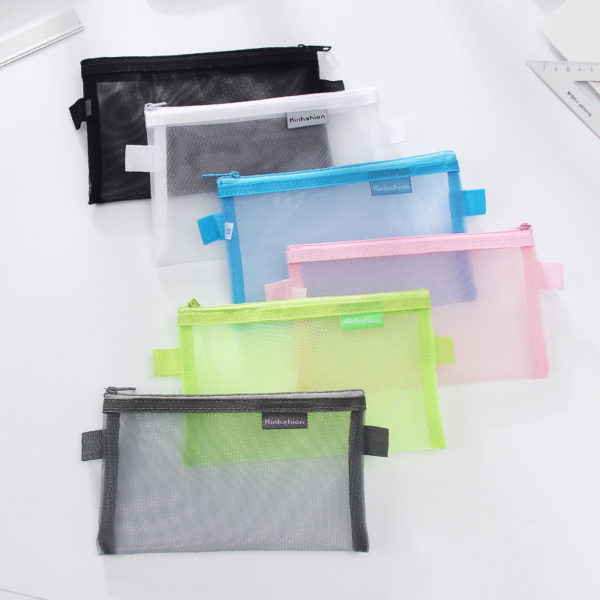 Transparent Large Capacity Mesh Pencil Pouch