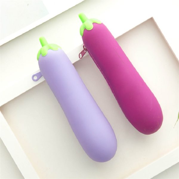 Eggplant Silicone Pencil Pouch