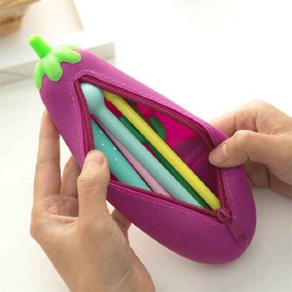 Eggplant Silicone Pencil Pouch