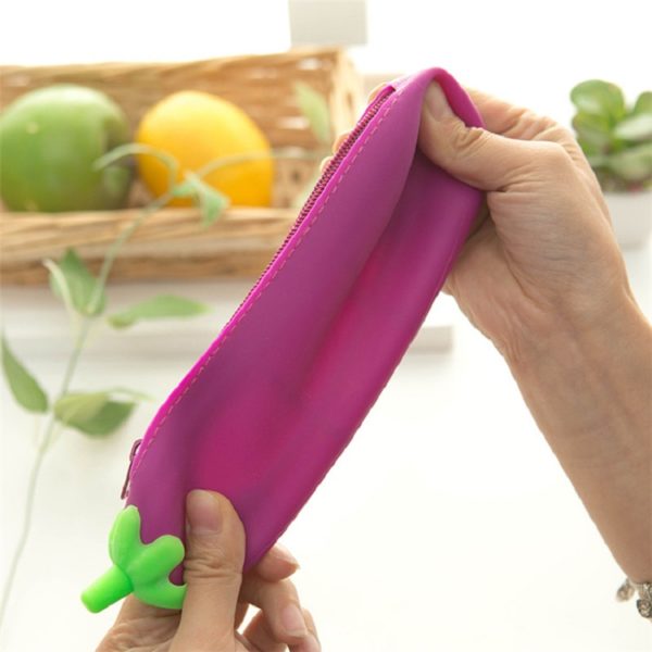 Eggplant Silicone Pencil Pouch