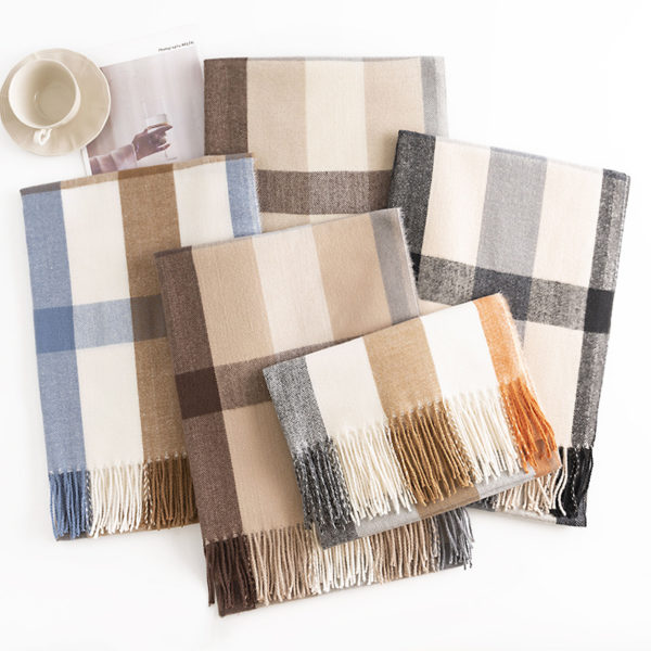 Plaid Warm Faux Cashmere Scarf