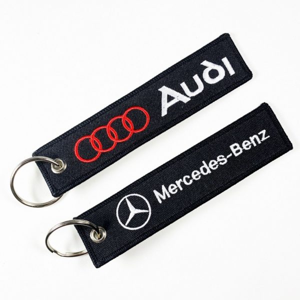 Double-sided Embroidered Woven Mark Keychain