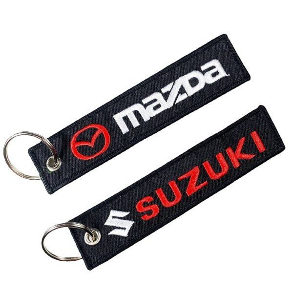 Double-sided Embroidered Woven Mark Keychain