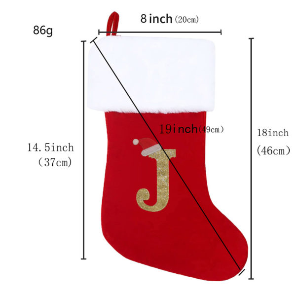 Large Christmas Socks With Embroidered Letters