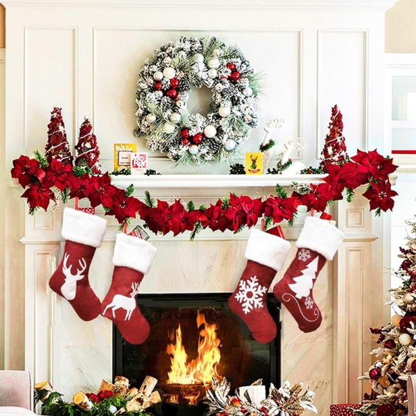 Embroidered Christmas Socks Gift Bags