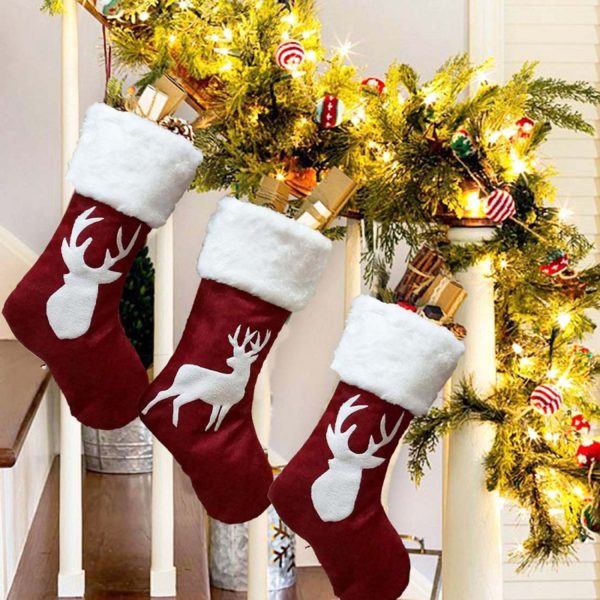 Embroidered Christmas Socks Gift Bags