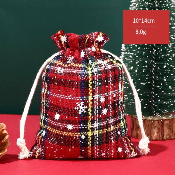 Christmas Plaid Drawstring Bag