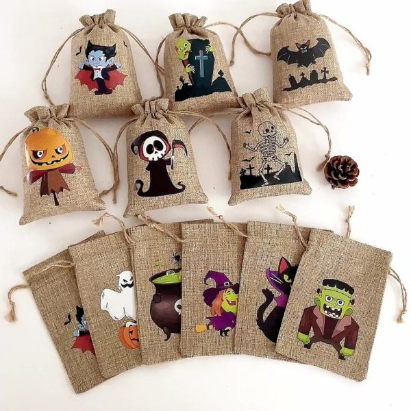 Halloween Burlap Drawstring Drawstring Bag