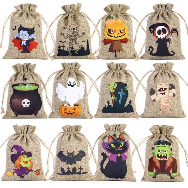 Halloween Burlap Drawstring Drawstring Bag