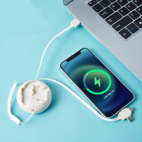 Circle Shaped 3-in-2 Retractable Charging Cable